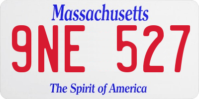 MA license plate 9NE527