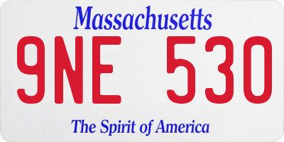 MA license plate 9NE530