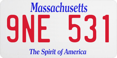 MA license plate 9NE531