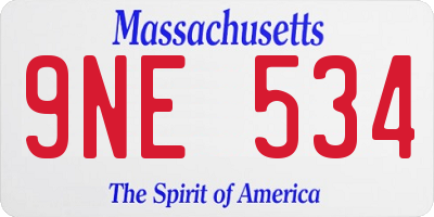 MA license plate 9NE534