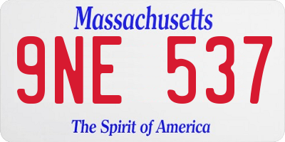MA license plate 9NE537