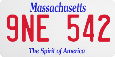 MA license plate 9NE542