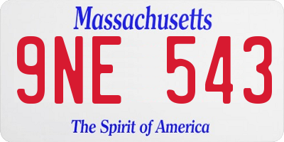MA license plate 9NE543