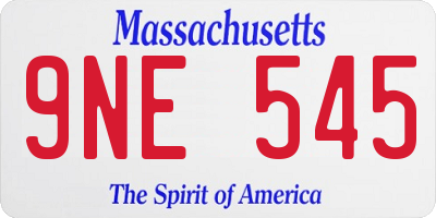 MA license plate 9NE545