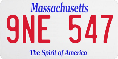 MA license plate 9NE547