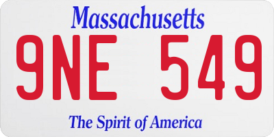 MA license plate 9NE549