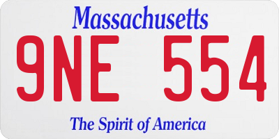 MA license plate 9NE554
