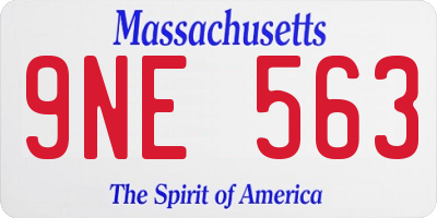 MA license plate 9NE563