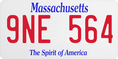 MA license plate 9NE564