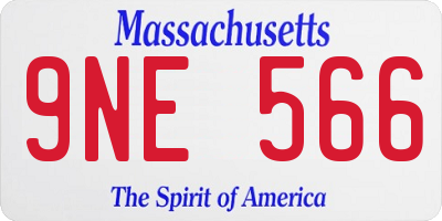 MA license plate 9NE566