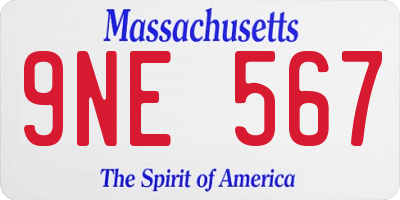 MA license plate 9NE567