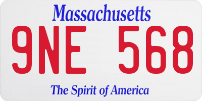 MA license plate 9NE568