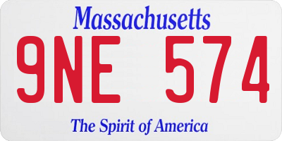 MA license plate 9NE574
