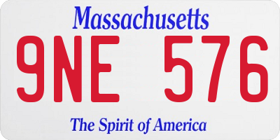 MA license plate 9NE576