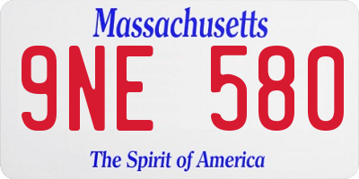 MA license plate 9NE580
