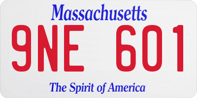 MA license plate 9NE601