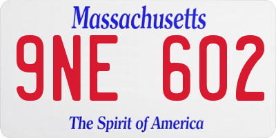 MA license plate 9NE602