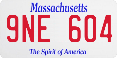 MA license plate 9NE604