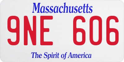 MA license plate 9NE606