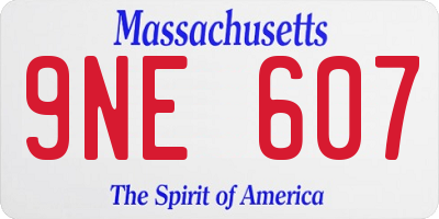 MA license plate 9NE607