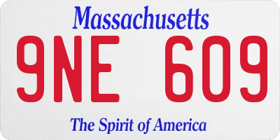 MA license plate 9NE609