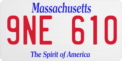 MA license plate 9NE610