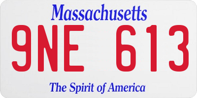 MA license plate 9NE613