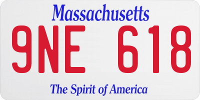 MA license plate 9NE618