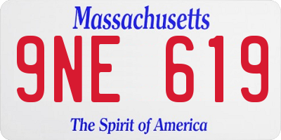 MA license plate 9NE619