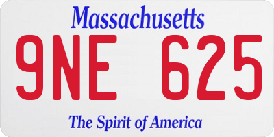 MA license plate 9NE625