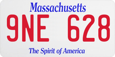 MA license plate 9NE628