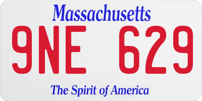 MA license plate 9NE629