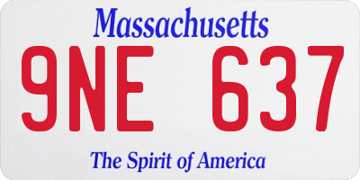 MA license plate 9NE637