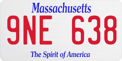 MA license plate 9NE638