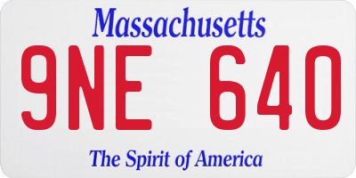 MA license plate 9NE640