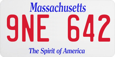 MA license plate 9NE642