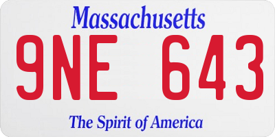 MA license plate 9NE643