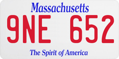 MA license plate 9NE652
