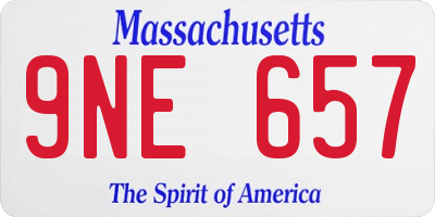 MA license plate 9NE657