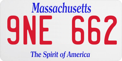 MA license plate 9NE662