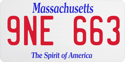 MA license plate 9NE663