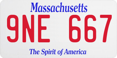 MA license plate 9NE667