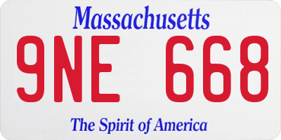 MA license plate 9NE668