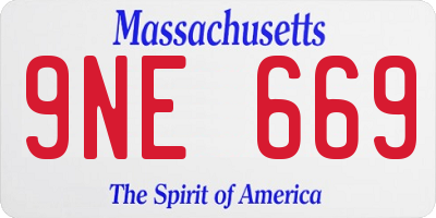 MA license plate 9NE669