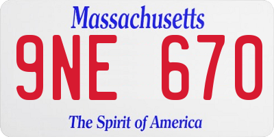 MA license plate 9NE670