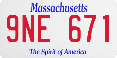 MA license plate 9NE671