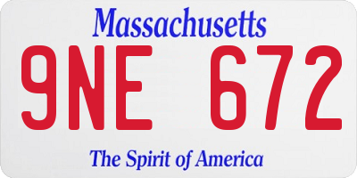 MA license plate 9NE672