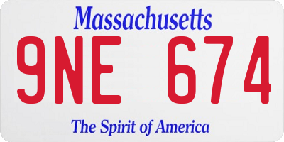MA license plate 9NE674
