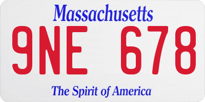 MA license plate 9NE678