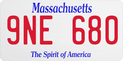 MA license plate 9NE680